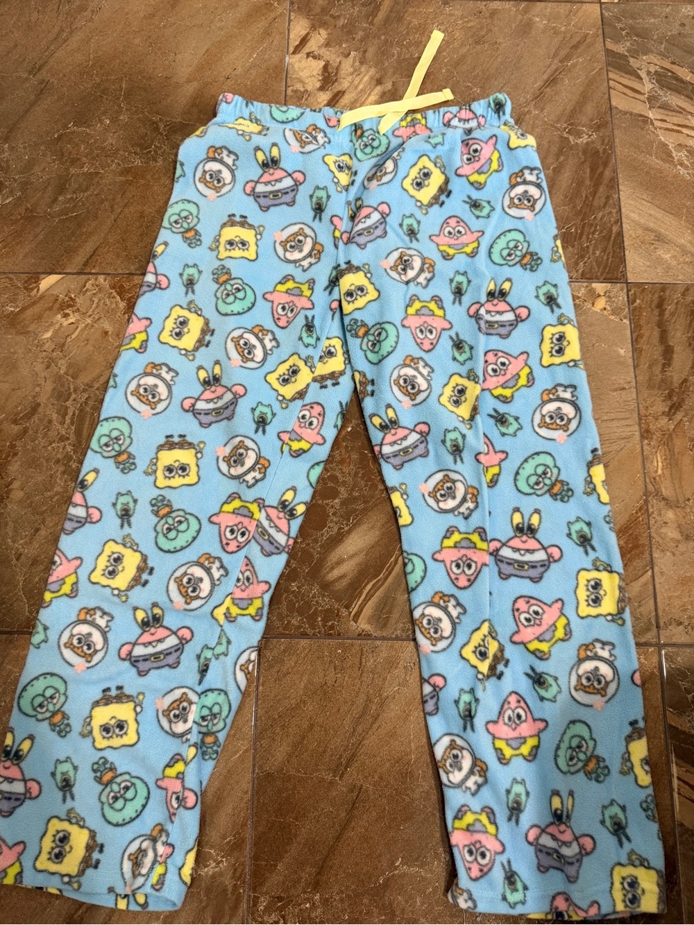 Disney Light Blue Fleece Pajama Pants with Character Faces